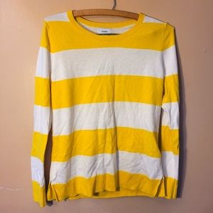 Old Navy Yellow and White Striped Sweater Top Size Small